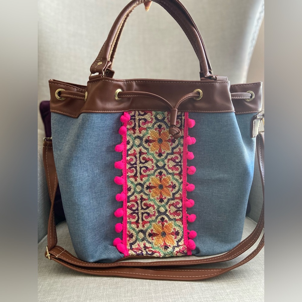 Large denim handbag